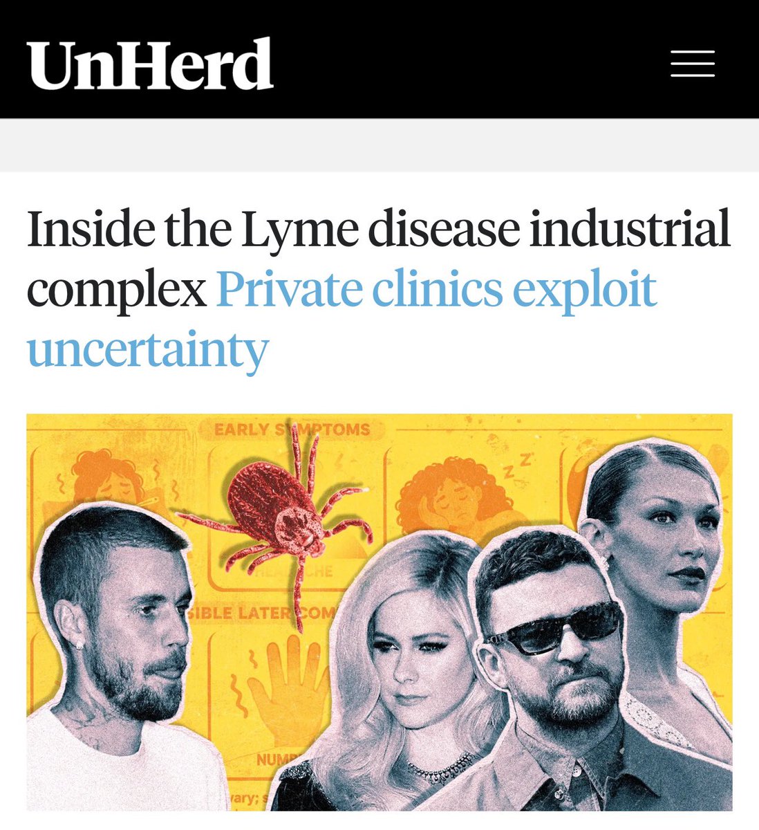 deb_cohen's tweet photo. Inside the Lyme Disease industrial complex...where flawed tests sold by private companies lead to questionable diagnoses and harmful treatments 

My latest for @unherd with @mgtmccartney https://t.co/iPGqnMObxc
