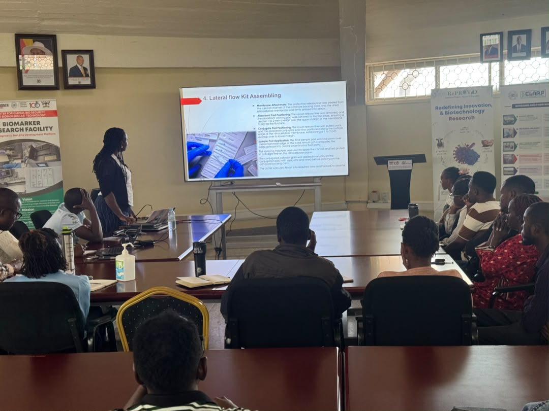 cebiotechug's tweet photo. Congratulations to Dr. Sonuga Ayobola A. on completing a 3-week hands-on Biomarker Discovery Training at @cebiotechug 's BSL-2 Biomarker Research Facility, @Makerere, with @APHRC 
Protein expression, SDS-PAGE, PCR and lateral flow kit assembly.
#Biomarkers #Diagnostics https://t.co/Gf1euETzPy