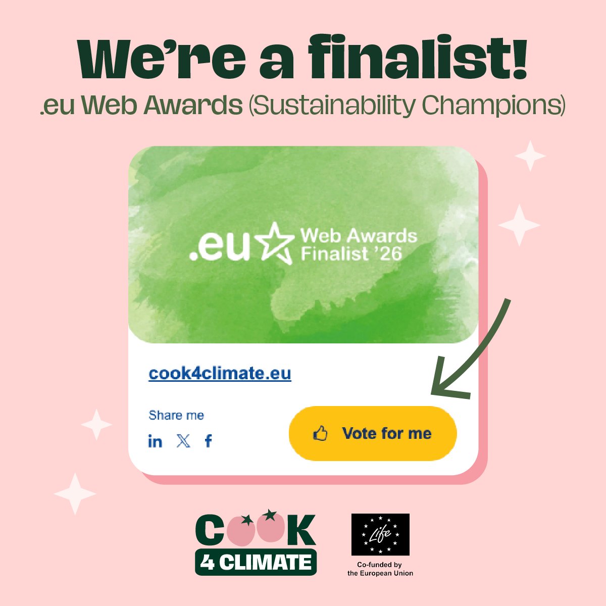 EUFIC's tweet photo. π https://t.co/uQ1Ohf1yJT is a 2026 .eu Web Awards finalist for Sustainability Champion π
Food is a big part of our climate footprint, and this campaign shows how to cook greener.
Help us win! Vote by 31 Oct π³οΈ https://t.co/qHRbXnkF6a
#26euWA #FoodChoices4LIFE #Cook4Climate https://t.co/hWByhktply