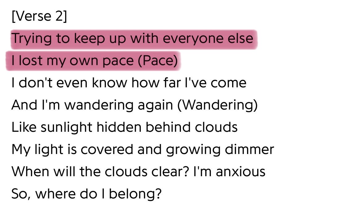 Fixon_ree's tweet photo. ‘In this world where hard work can't beat talent’
‘Trying to keep up with everyone else
I lost my own pace’
‘I gather up all the scattered pieces
Whatever shape they make, I'll find a way to shine’

SONG MINGI ☹️ https://t.co/SnEjdoiQPG