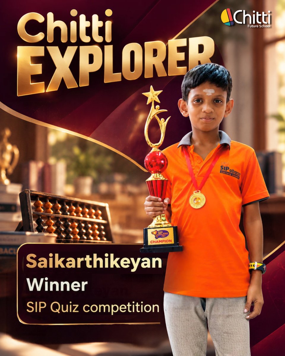 Chittitamil's tweet photo. Curious about Chitti for your child? Start with a Free Demo 👉https://t.co/QD1O7Ucxjw

And then, let the wins follow. 🏆

Congratulations to Saikarthikeyan - Winner of the SIP Quiz Competition. https://t.co/bovOdko72o