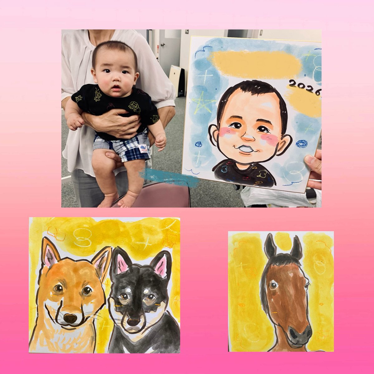 umasenn's tweet photo. 第一生命第一生命ときわ台営業オフィス様にてお描きさせて頂きました！✨
ときわ台駅降りたのが初めてだったので新鮮でしたね☘️

#似顔絵　#第一生命　#ときわ台
#板橋　#うません https://t.co/Tb0th51jQU