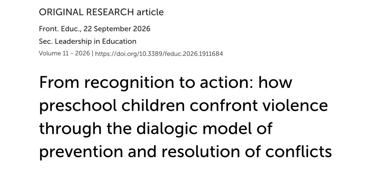 MartaSolerUB's tweet photo. Excellent article on how children confront violence and build well-being in preschool, laying the foundations for stronger coexistence and academic outcomes in primary school, well above the average across schools.
https://t.co/sYew3iyZ5f https://t.co/8tnVTqeCY3