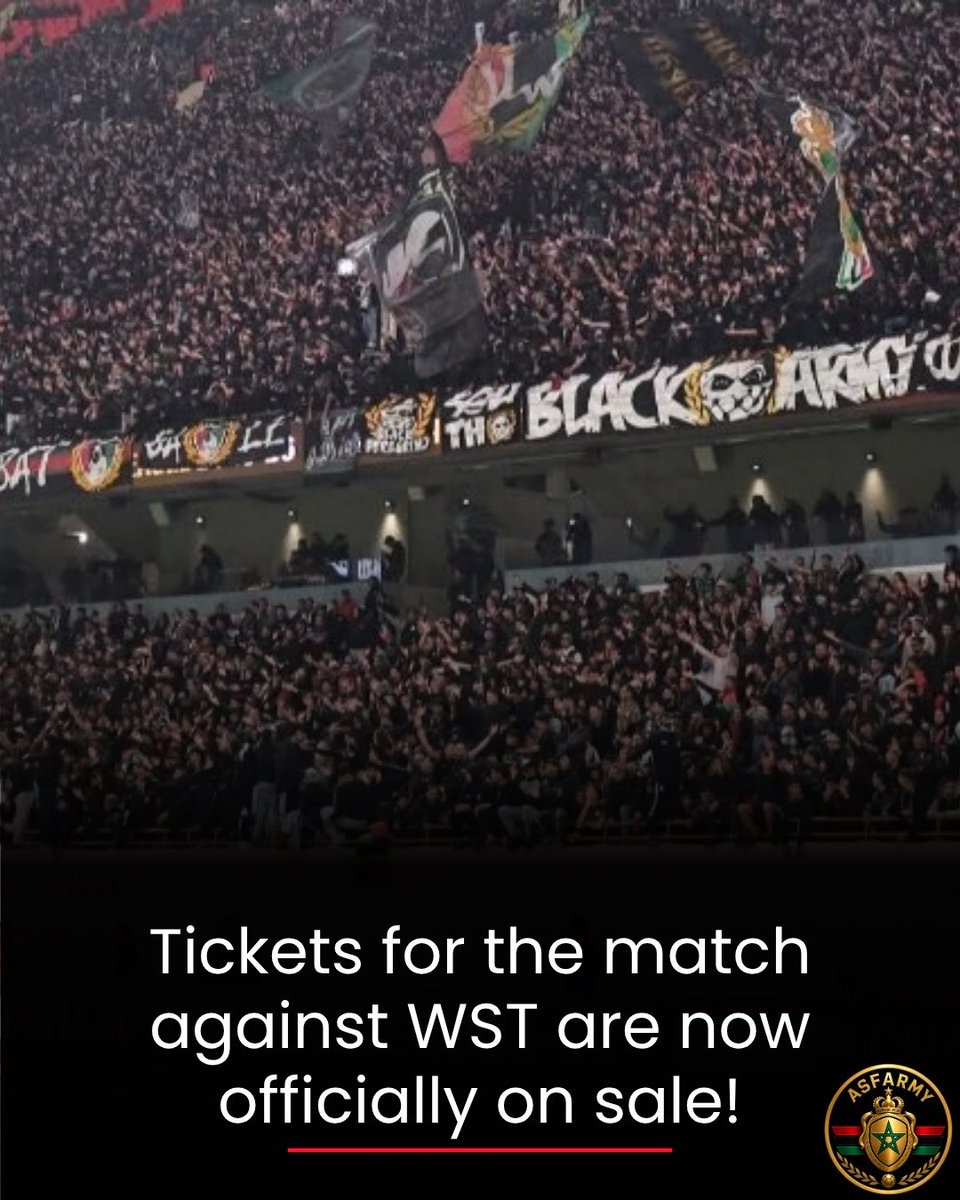ASFARMY's tweet photo. 🎟️ Tickets for the match against WST are now officially on sale! https://t.co/NRhqXwLPJv