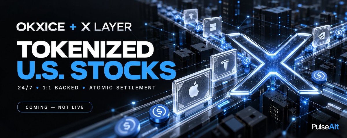 PluseAlt's tweet photo. 🚨 X Layer is moving beyond crypto.

OKXICE—an OKX × ICE joint venture—has published plans for a 24/7 tokenized U.S. stock venue on X Layer:

• USDC, USDG & USDT pairs
• 1:1 share backing
• Dividend & voting rights
• KYC-gated self-custody
• Atomic settlement via permissioned Uniswap v4 pools

Important: it is coming—not live—and the SEC exemption is not SEC approval.

If executed well, X Layer could become real capital-markets infrastructure, not just another L2.

$OKB #XLayer #RWA #Tokenization

— PulseAlt
