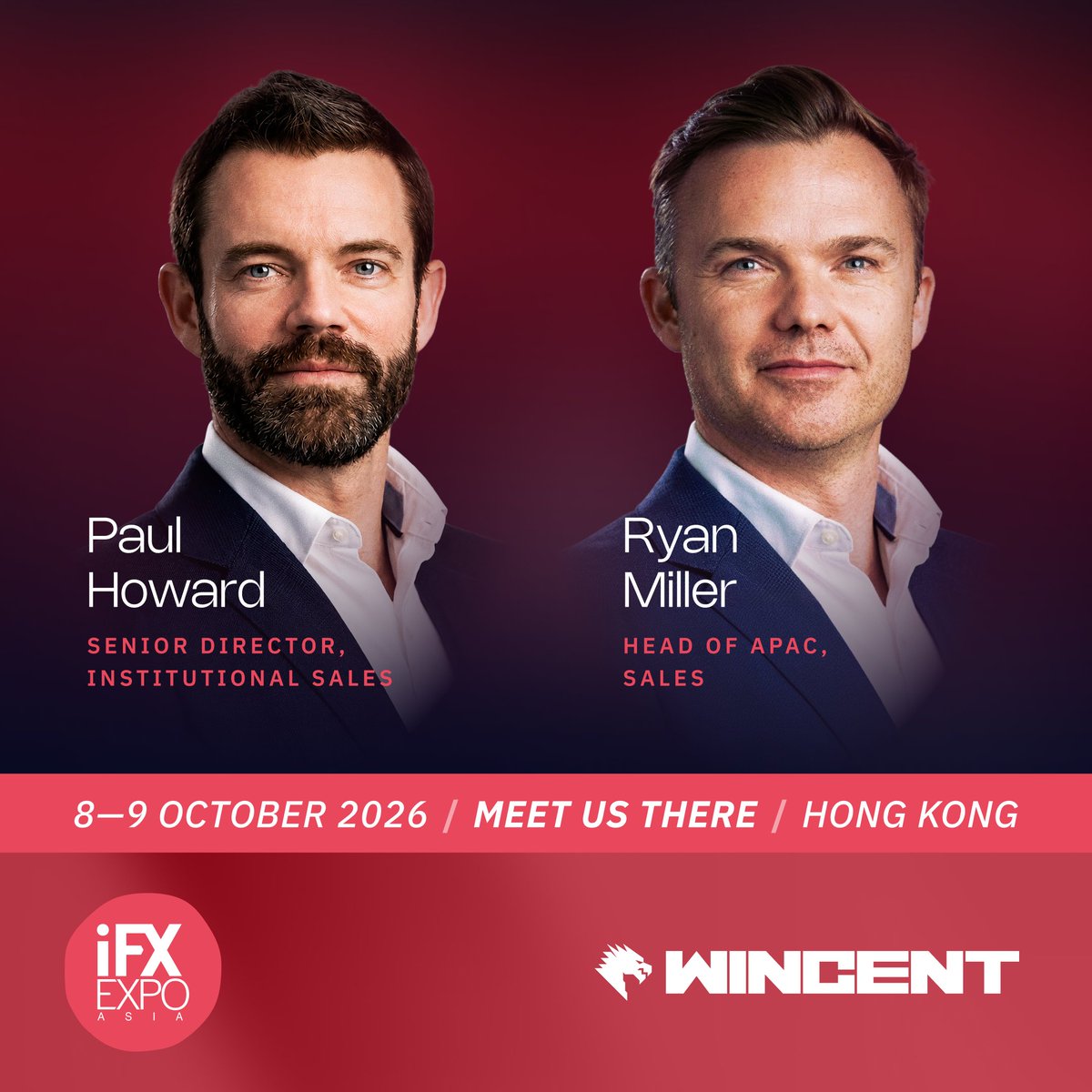 Wincent_co's tweet photo. The Wincent team is already in Singapore for TOKEN2049.
Next stop for Paul Howard and Ryan Miller: Hong Kong for iFX EXPO Asia, 8β9 October.
If youβll be in Hong Kong, reach out and meet the team.
#Wincent #iFXEXPOAsia #HongKong #DigitalAssets https://t.co/mHIikYhE7S