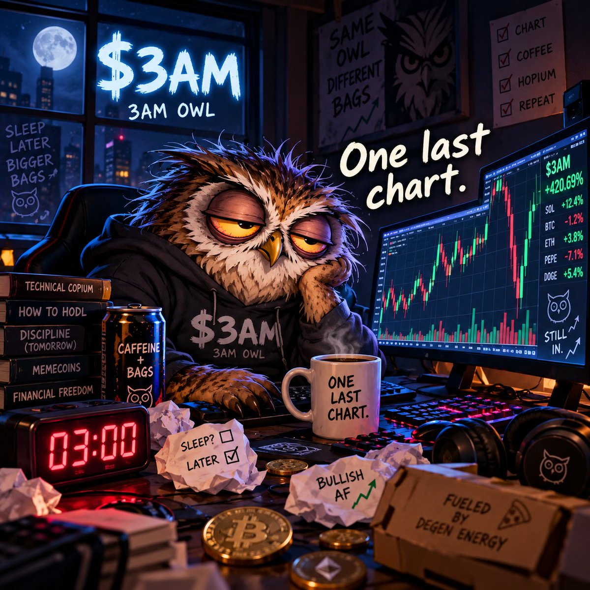 AM3Owlfun's tweet photo. It’s 3:00 AM.

You said “one last chart” 4 hours ago.

Welcome to $3AM. 🦉🌙

ONE. LAST. CHART. https://t.co/f8FbjoJEkQ