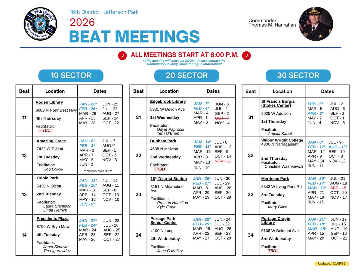 chicagocaps016's tweet photo. Residents of Beat 1612. Please join us for this month's beat meeting at Amazing Grace located at 7432 W. Talcott. 6:00 P.M. Sharp! See you there. https://t.co/65TELPWY8S