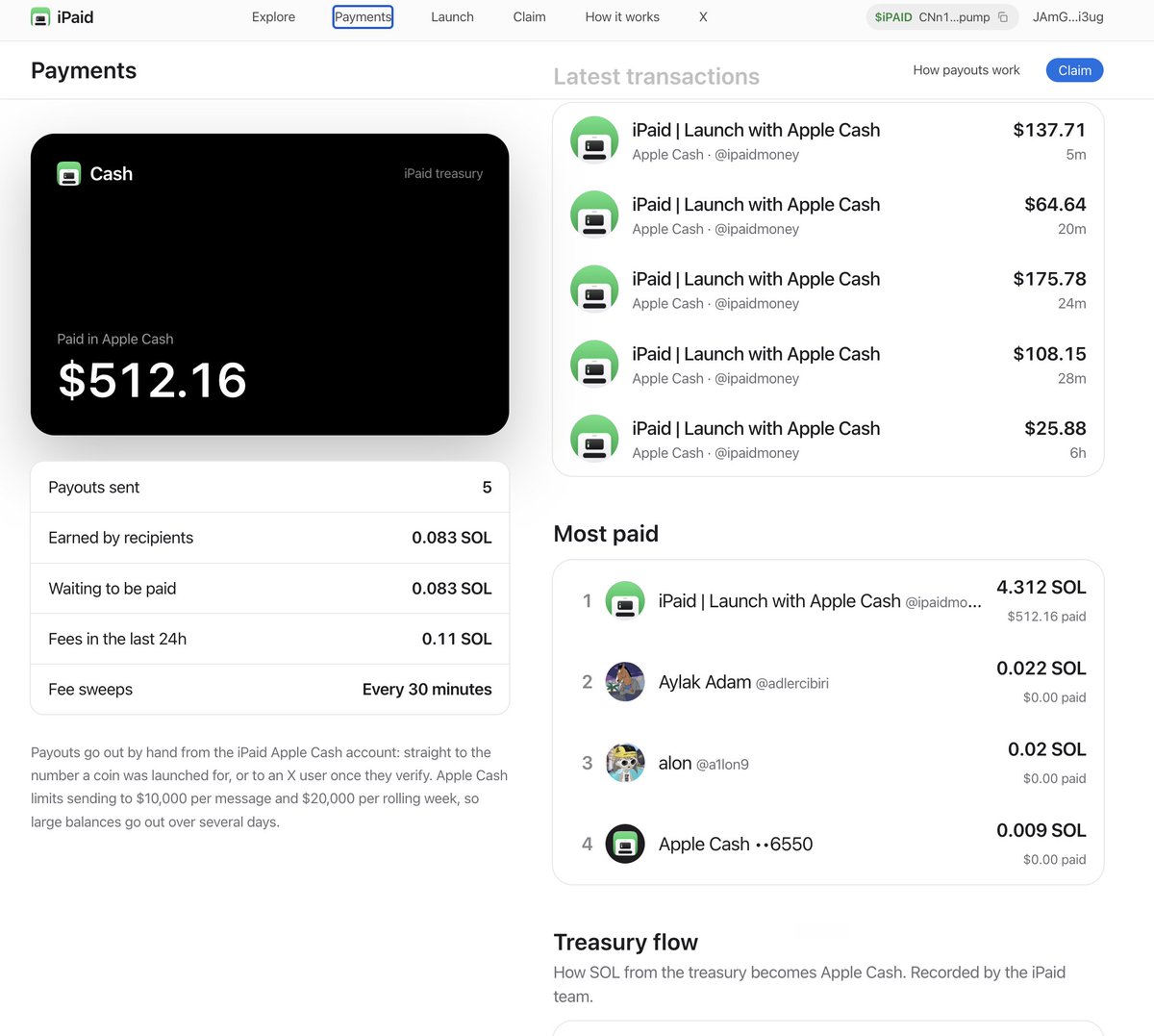 iPaidMoney's tweet photo. payments go out in cron-cycles of every 30 minutes

first batch has been paid out for tokens connected via apple pay

for tokens connected via X, the receiver can receive payments after verification of x. https://t.co/HooZCChmMe