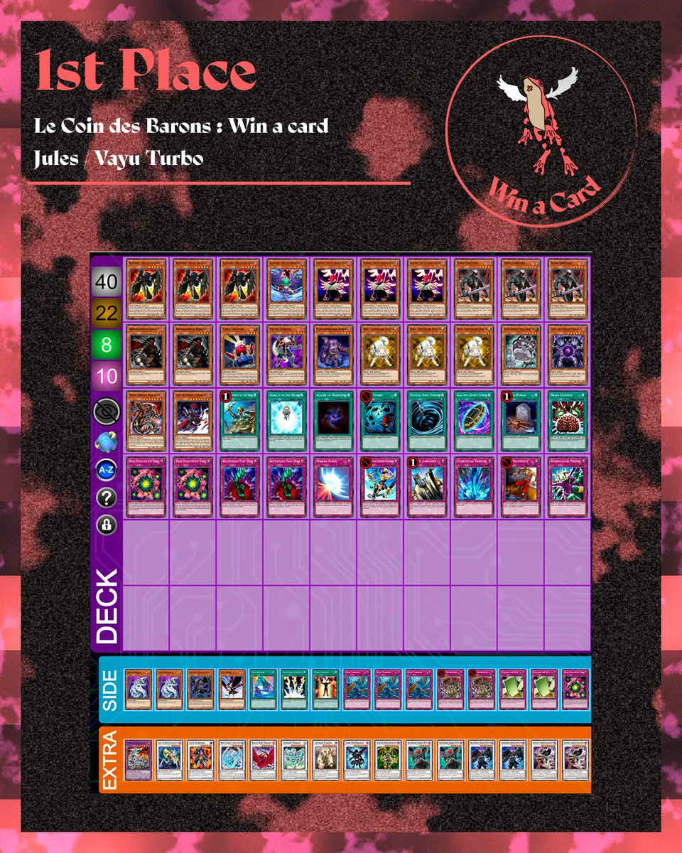 Edison_Nord's tweet photo. 🎴 Et voici les decklists du top 3 pour le win a card du coin des barons : le gg a Jules qui s'impose avec Vayu, suivi par Mathieu et son gb et Ho-ming qui clôture ce top 3 avec Jinzo Otk ! 

Les vod sont uploadées tout doucement sur la chaîne de RyanAtlus, go le soutenir ! 🔥 https://t.co/46QEXZJZO8