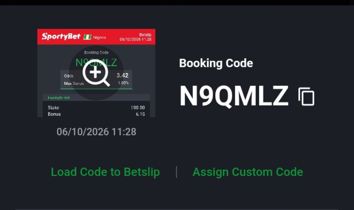 ntaisip's tweet photo. N9QMLZ

Sportybet https://t.co/ZSS2khdzzw
