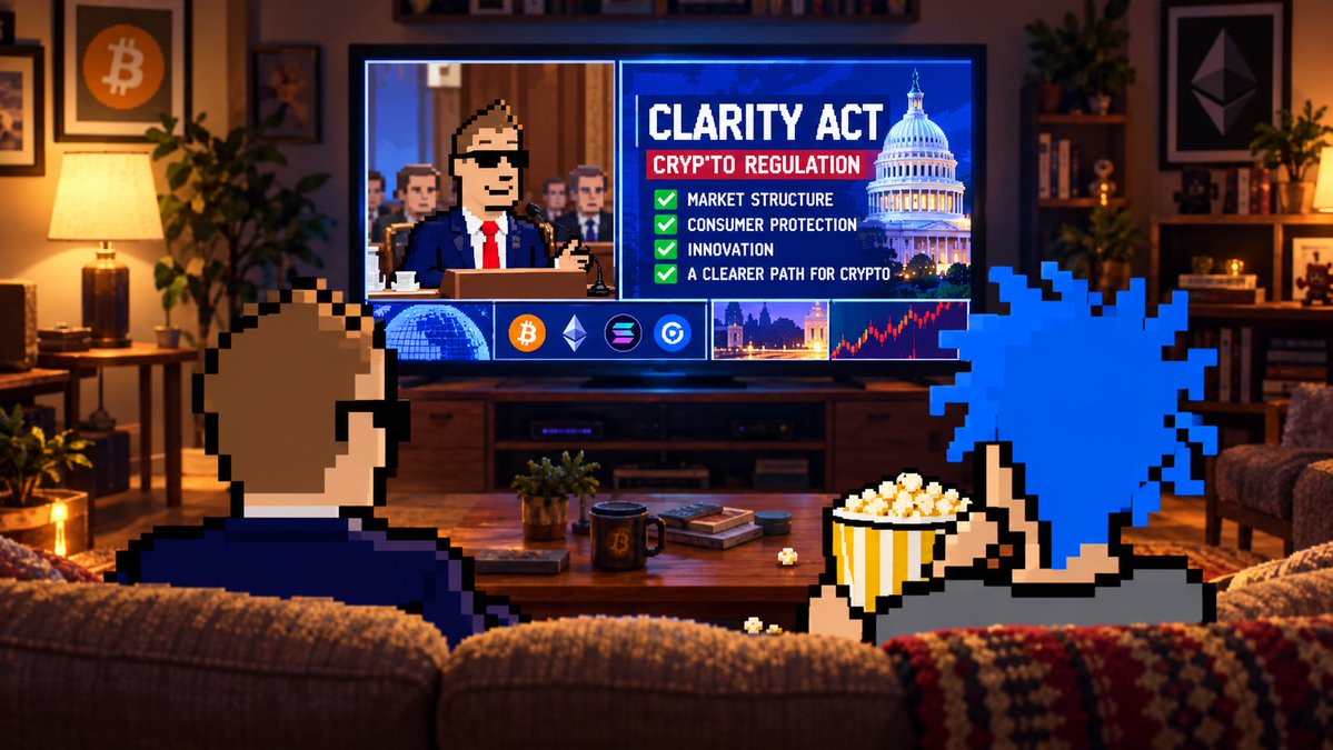 earlymaybe's tweet photo. chairman: we need clearer crypto regulation

him on the couch: “ok got it… buying $CFTC”
Clarity Act. hearings. market chaos. next episode loading.
everything else starting to sound like a security 🍿

89XotSukKzS4r4QxFM8sKVVgKdhho1wkmxBnLsikspuJ
#cryptopunk https://t.co/7rbVsXhCIK