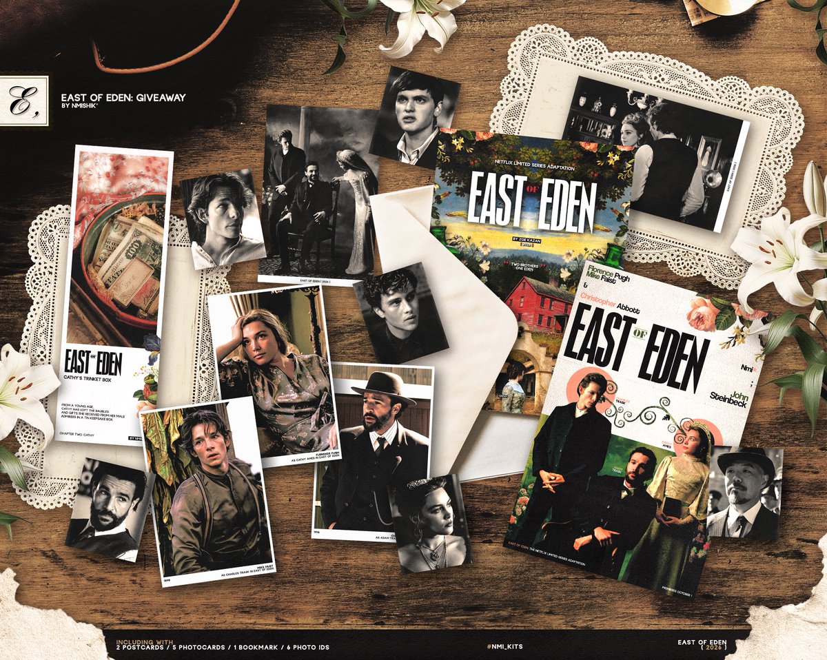 nmishik's tweet photo. kindly retweet , 🌳 .ᐟ
giveaway for east of eden
( netflix adaptation )

• postcards
• photocards
• photo ids
• bookmark

gg form : coming soon ! 🤎
p.s. only in thailand
( #nmi_kits ) https://t.co/AWiAmMftpu