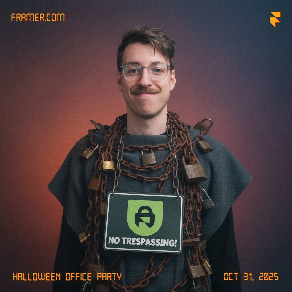 FrameAuth's tweet photo. Framer halloween party 2.0 when? https://t.co/p4vHLNpa3I
