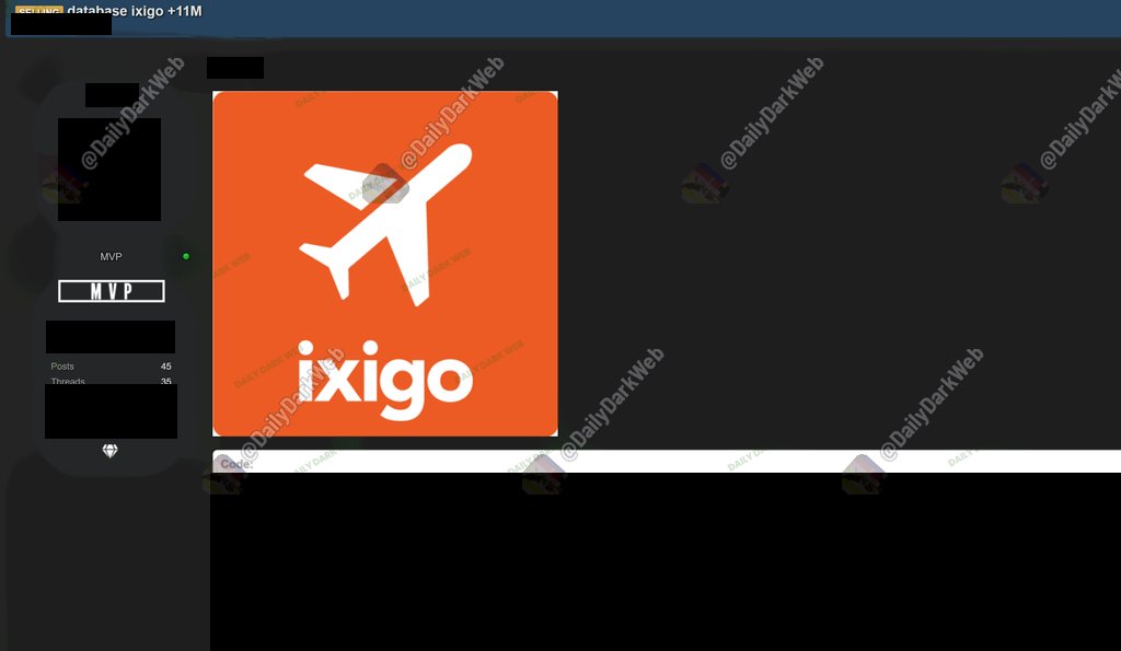 DailyDarkWeb's tweet photo. 🇮🇳 🚨 IXIGO (INDIA TRAVEL PLATFORM) +11M RECORDS ALLEGEDLY OFFERED FOR SALE

A threat actor on an underground forum claims to be selling data allegedly associated with ixigo (Le Travenues Technology Ltd), the Indian online travel booking platform for flights, trains, buses and hotels.

The listing shows:
* Title: "database ixigo +11M"
* The ixigo logo
* Sample rows: SMS logs from the "OIXIGO" sender with ixigo verification / account-activation codes sent to mobile numbers (visible rows: Qatar and France), with carrier, delivery status and timestamps dated Jan 19, 2026
* Claimed scope: 11M+ records (title "+11M")

The claim has not been independently verified.

⚠️ Analyst Note:
ixigo is one of India's largest travel apps, so the brand will draw attention. But the visible sample is only OTP/verification SMS delivery logs (recipient number, carrier, code text). It does not show customer profiles, booking data, passwords or passport numbers, so those are NOT part of this claim. It is one of a burst of near-identical "Database <brand>" listings by the same actor (earlier today: eGovBahrain, Medgulf, Borders, Housing[.]com, HSBC, BankBeirut, Binance, Noon; this batch also Dubai Smart Travel, Morafiq, La Marquise Diamonds, Me Courier, Halamama and others). The samples share one SMS-aggregator log schema (gateway/route column, recipient number, country, carrier code, delivery status, message text), which points to third-party SMS-gateway logs split by sender brand rather than a separate breach of each brand. Unverified threat-actor claim, NOT confirmation that ixigo systems were breached. If authentic, phone numbers tied to ixigo accounts could be used for travel-booking smishing and OTP-phishing lures.

#DDW #DarkWeb #India #ixigo #Travel #ThreatIntelligence #CyberSecurity