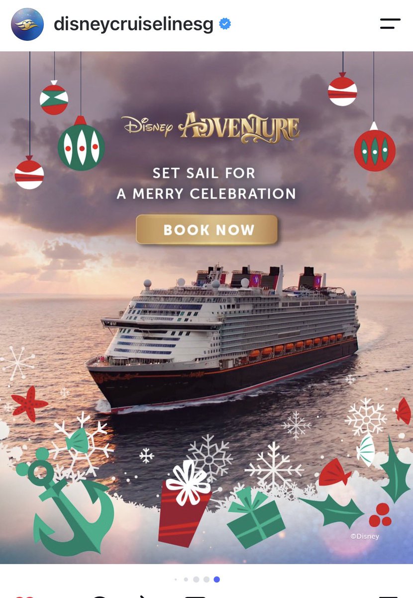 aico_and_tweet's tweet photo. ディズニークルーズライン🚢
ディズニーアドベンチャーシンガポール🇸🇬

12/7-1/4の期間にA Magical Holiday At Seaを開催すると発表。

ホリデーをやる！と決めたようです🎄おお！

・ホリデードレスのキャラクター
・ホリデーテーマのアクティビティ

さらには以下の日付は20%オフ🫶
2026年12月7、10、14、17
2027年1月4日