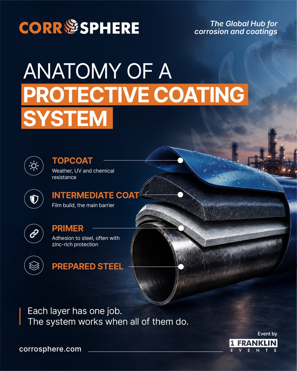 CORROSPHERE's tweet photo. Everyone notices the topcoat. But it's the primer and intermediate coat doing much of the protecting, and failures often start when a product is swapped mid-project.

Who checks compatibility on your jobs?

https://t.co/urqtEAEYAm

#Coatings #AssetIntegrity #1FRANKLIN https://t.co/rBWw0GuhZe