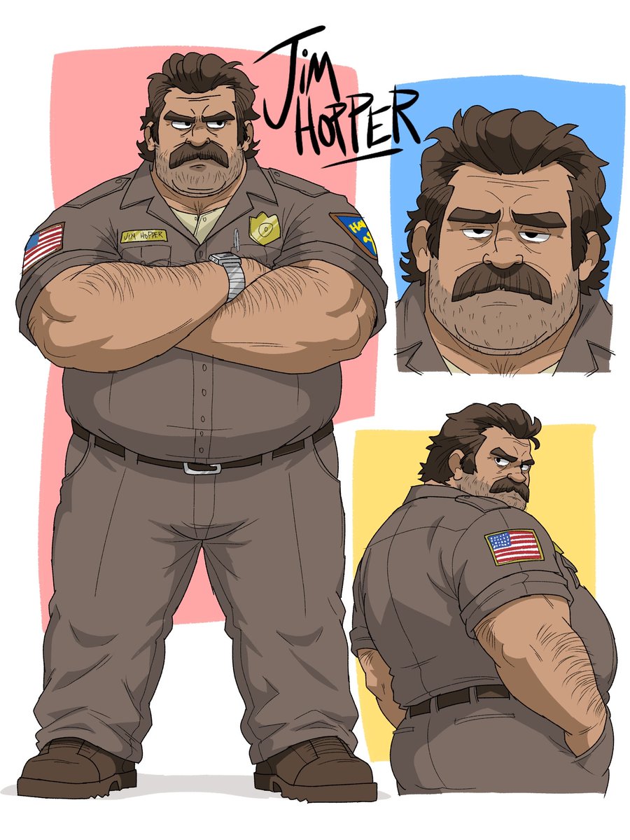 DeanTorb's tweet photo. Honestly, I think this Jim Hopper design has a lot of potential. I might start using it more than the design I’ve been trying to draw lately. https://t.co/89LYGVPxXg