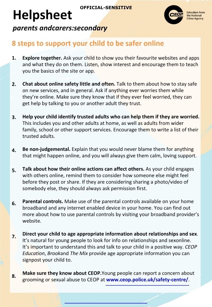 ASECLuton's tweet photo. 🛡️ Advise for Parents - Stay safe online!

The Online Safety Helpsheet is here to give you simple tips for protecting your children on the internet with best practises put togethter from the National Crime Agency.

#OnlineSafety #StaySafeOnline #CyberSafety #specialschools https://t.co/qjDrzHYnnp