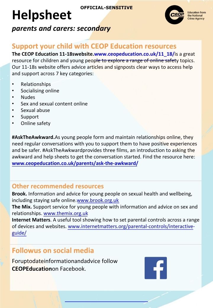 ASECLuton's tweet photo. 🛡️ Advise for Parents - Stay safe online!

The Online Safety Helpsheet is here to give you simple tips for protecting your children on the internet with best practises put togethter from the National Crime Agency.

#OnlineSafety #StaySafeOnline #CyberSafety #specialschools https://t.co/qjDrzHYnnp