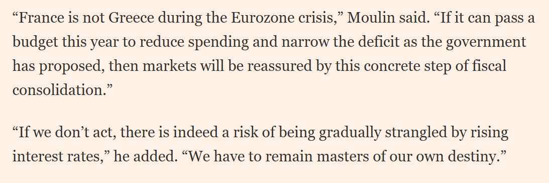elerianm's tweet photo. Emmanuel Moulin, the Governor of the Banque de France (central bank) to the Financial Times.
  👇
#France #markets #economy #bonds #yields https://t.co/icvskcER42