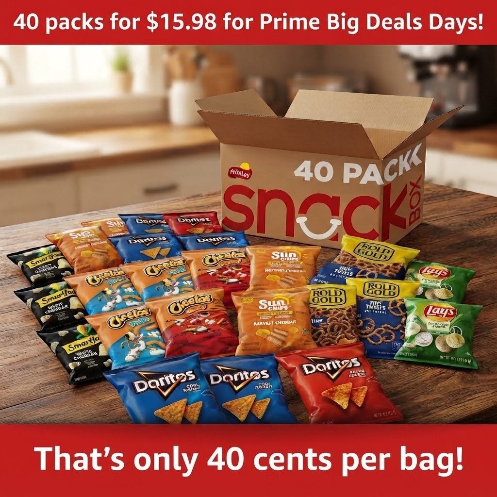 realballadolla's tweet photo. Prime Big Deal! ❗️ Frito-Lay 40-Count Variety Pack for only $15.98 with S&amp;S (or $16.82 without S&amp;S)! #ad https://t.co/WZDQesCVOY #snacksdeals #primebigdealdays #fooddeals #grocerydeals #chips https://t.co/uovnpNc7f9