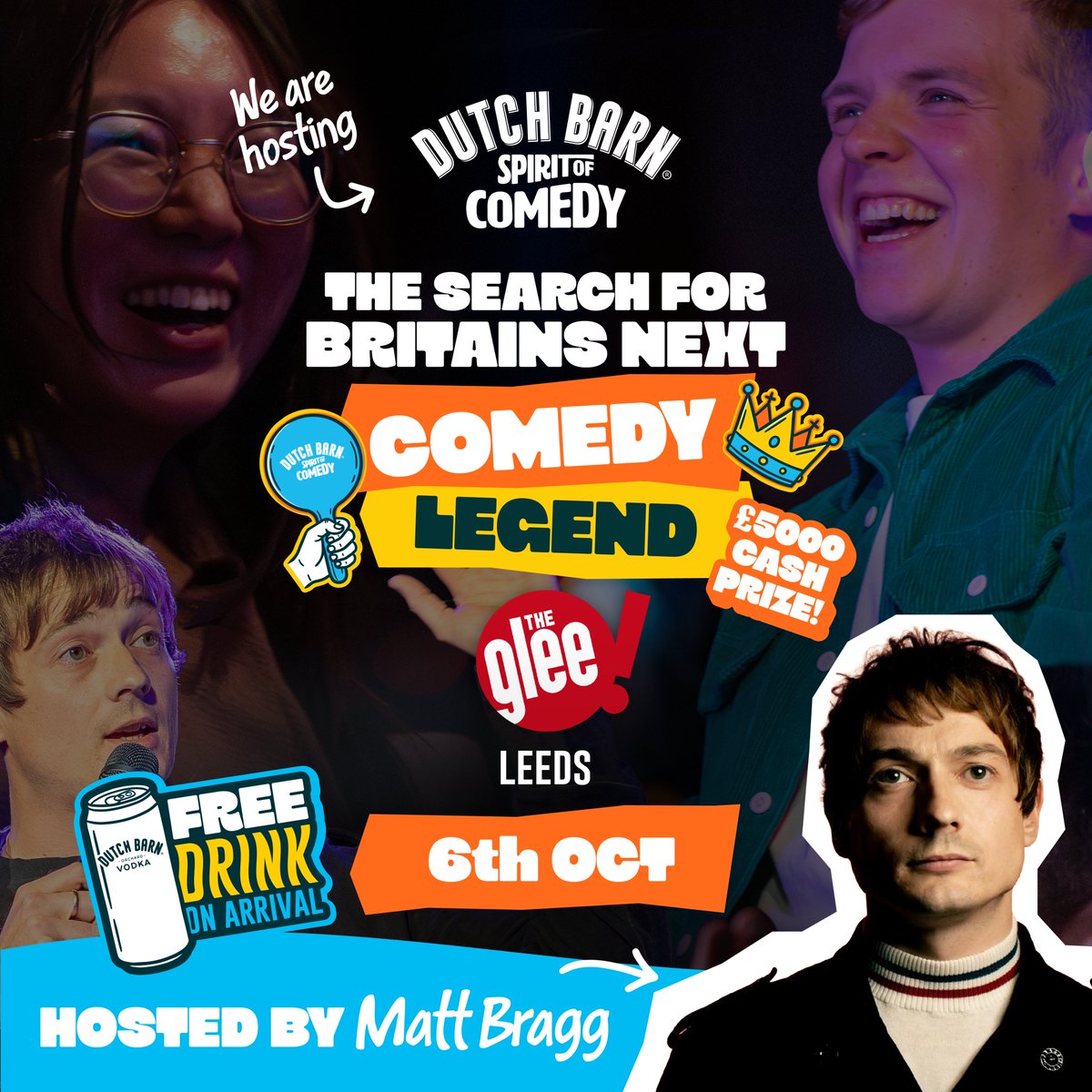 GleeClubLeeds's tweet photo. 📅 Tuesday: @DutchBarnVodka @SpiritOfComedy_, hosted by @mattbraggcomedy, featuring Vash P, Gaj San, Aman Randhawa, @Stuthejoke, @BenWearmouth, Oliver Bowler, Mike Carter &amp; Mags McHugh

The most opinionated comedy competition returns!

Tickets 🎟️ https://t.co/OQ4iyv7Ekt https://t.co/etgX2a7j0J