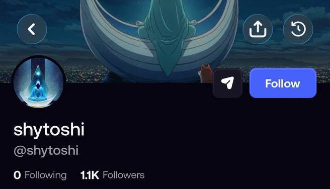 CryptoKaty1224's tweet photo. Shytoshi gained over 1,000 followers on FOMO within 12 hours of creating an account on the platform. 📱 https://t.co/uvUXY63i3N