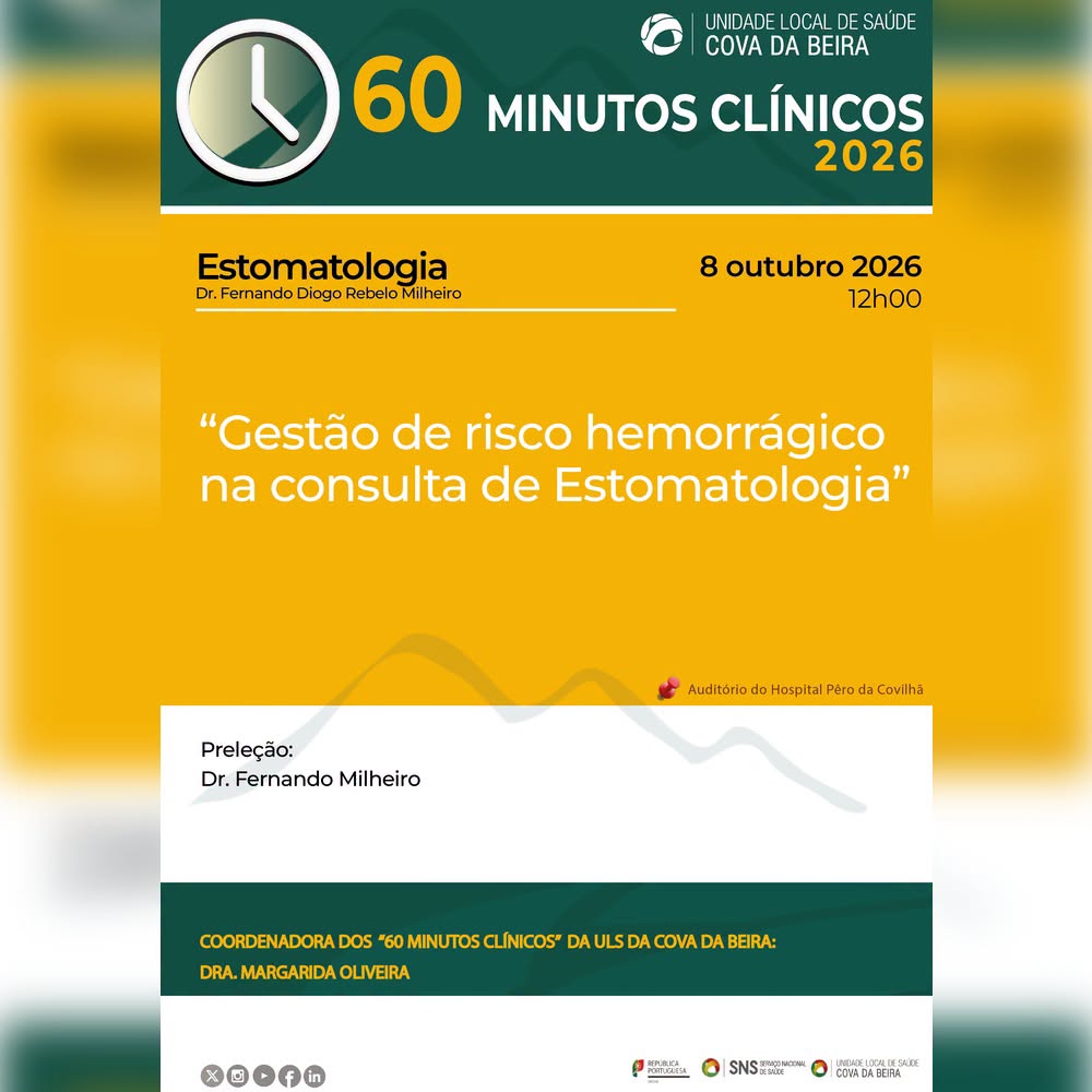 ulscbeira's tweet photo. “60 Minutos Clínicos” – Estomatologia - 8 de outubro de 2026 https://t.co/ddvu2N176H https://t.co/ZBA1eg2J4e