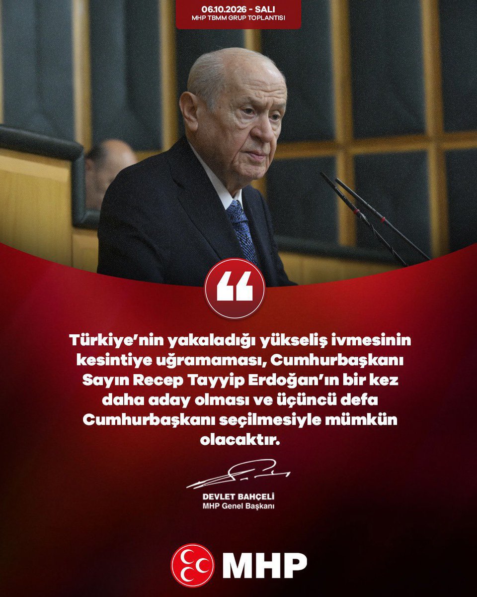 MuratYukselMY's tweet photo. Türkiye’nin yakaladığı yükseliş ivmesinin kesintiye uğramaması, Cumhurbaşkanı Sayın Recep Tayyip Erdoğan’ın bir kez daha aday olması ve üçüncü defa Cumhurbaşkanı seçilmesiyle mümkün olacaktır.

MHP Genel Başkanı
Devlet BAHÇELİ https://t.co/Pmmyh4QtWI