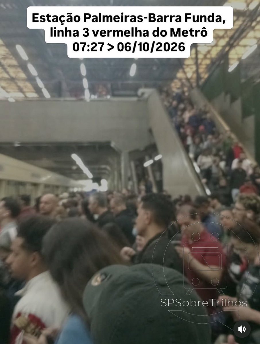 spsobretrilhos's tweet photo. Estação Palmeiras-Barra Funda, linha 3 vermelha do Metrô
07:27 > 06/10/2026 https://t.co/DWNxTtIHC3