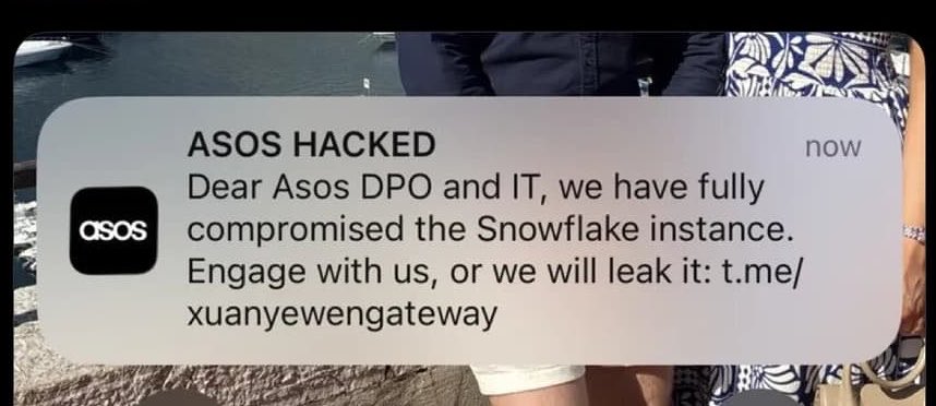 IntCyberDigest's tweet photo. ‼️ BREAKING: ASOS was hacked and customers received a ransom note meant for ASOS, pushed through the app.

Titled "ASOS HACKED", it tells the company's data protection officer and IT team that attackers "fully compromised the Snowflake instance" and will leak it unless ASOS engages.

ASOS has not confirmed a breach. Shares fell 11%.