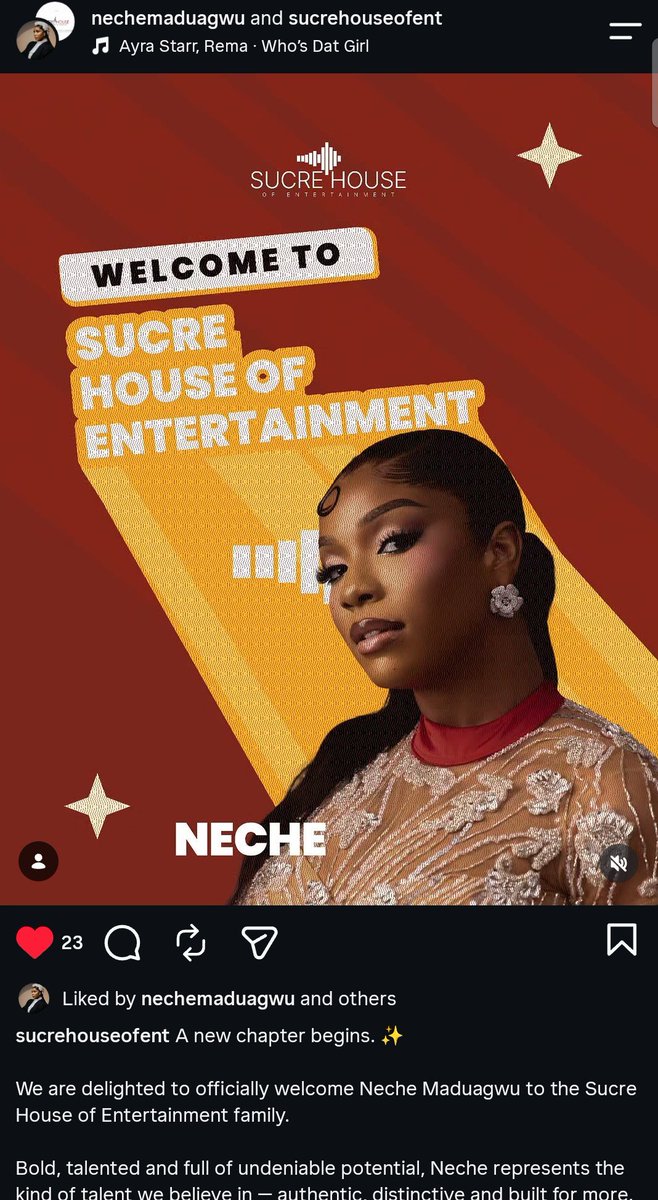 NneNwanyiAto's tweet photo. Neche just got signed to a management.  Congratulations Neche !   

#Bbnaija https://t.co/1SNHp9YP15