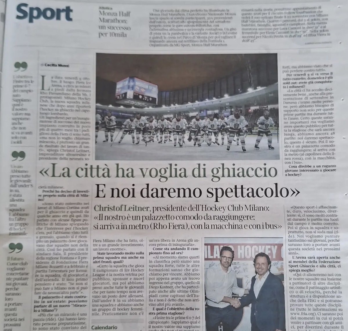 MilanoHockey's tweet photo. Manca sempre meno!
Grazie @Corriere🙌
@ChristofLeitner
#MilanoHockeyClub #FieraIceArena https://t.co/OuUqYSQYZG