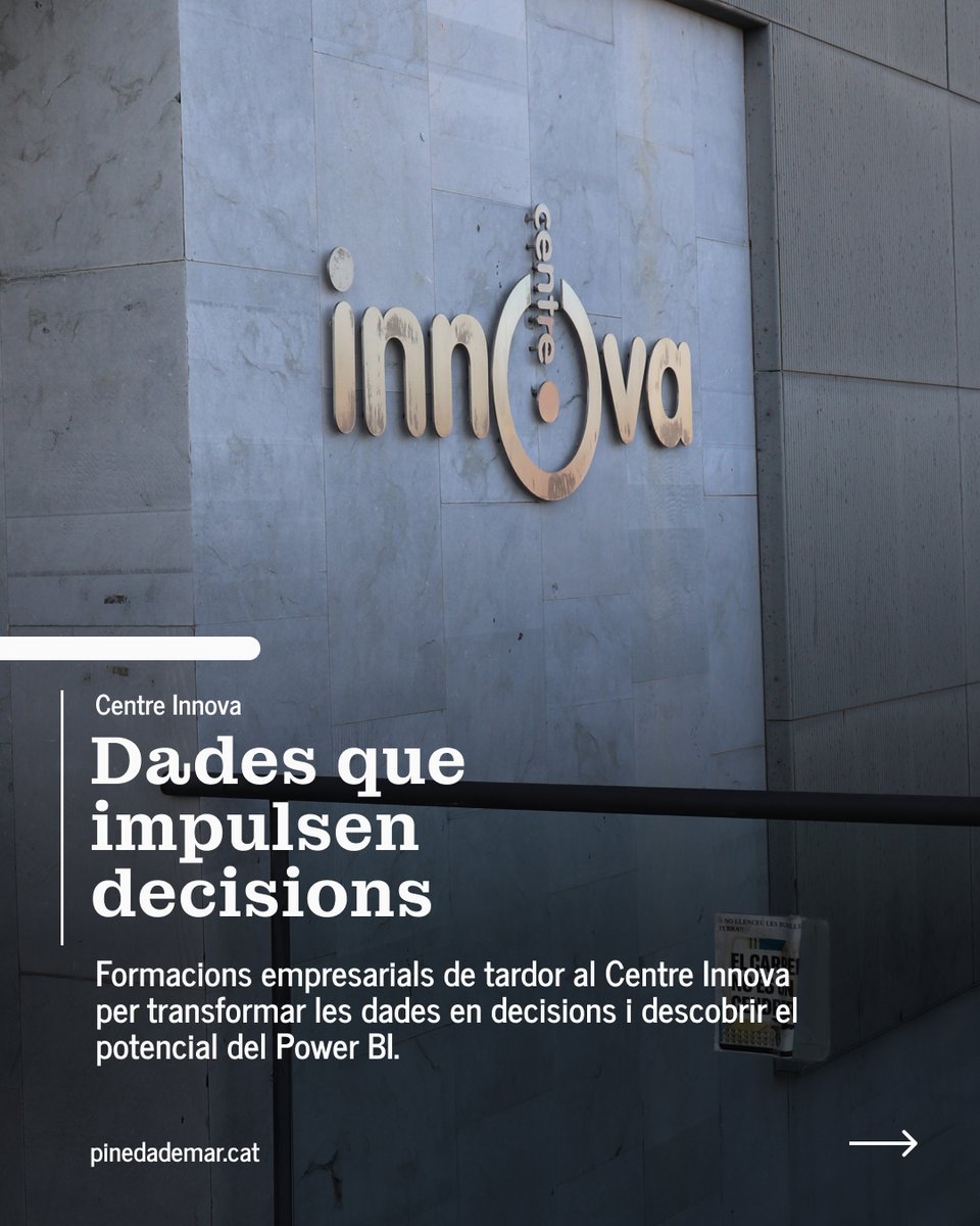 pinedademar's tweet photo. 📊 Les dades poden ajudar-te a prendre millors decisions per al teu negoci.

📍 Centre Innova
 📅 7, 8 i 13 d’octubre
 📝 Formació gratuïta amb inscripció prèvia
 📞 93 767 15 60
 📧 innova@pinedademar.org

#PinedadeMar #CentreInnova #Empresa #Formació #PowerBI https://t.co/ulFMzA435V