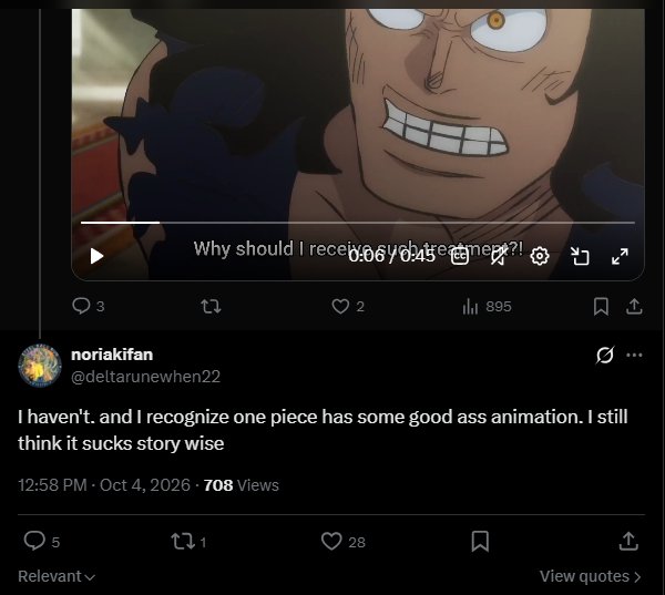 Luffyryuu's tweet photo. I hate One Piece dude 
Of course I haven't watched it 😮‍💨 https://t.co/7TxMEuFyvD