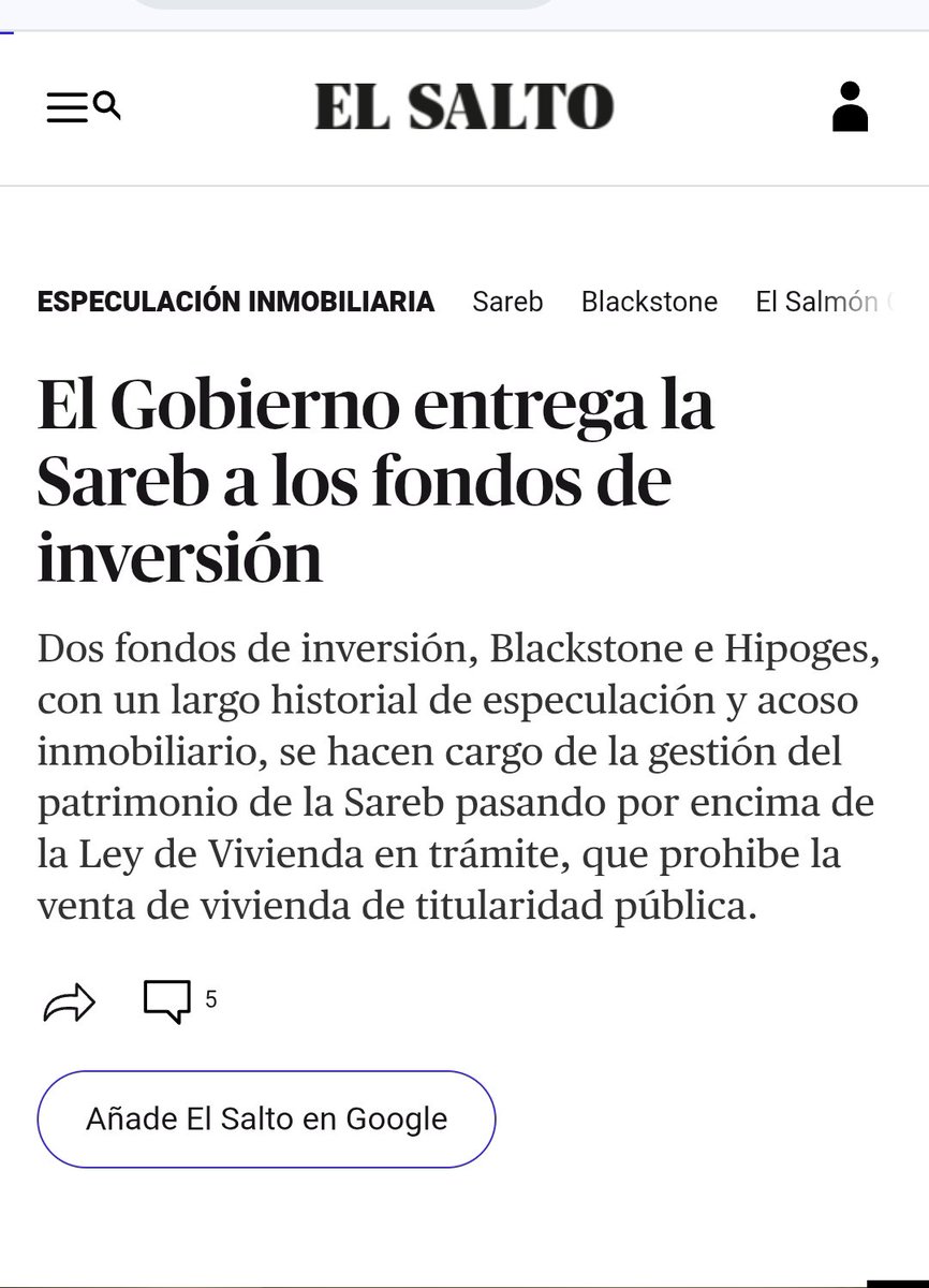 Cyandeceres's tweet photo. El gobierno más progresista de la historia y que menos vivienda social ha construido en 40 años le regala la gestión de los pisos de la Sareb a Blackstone, esa conocida entidad marxista. Ya hizo algo similar en 2022, pasándose por el forro la propia Ley de Vivienda que se supone que estaban tramitando. 
Viva Mari Carmen, viva el vino  muera el fascismo rentista.