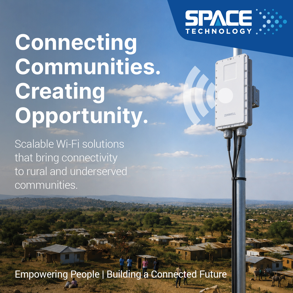 Space_Tele's tweet photo. Connecting Communities. Creating Opportunity.

Space Technology supports rural and community Wi-Fi projects with networking equipment and technical support.

Explore our solutions today: https://t.co/UrczlKidh7 https://t.co/6hSlBL64Te