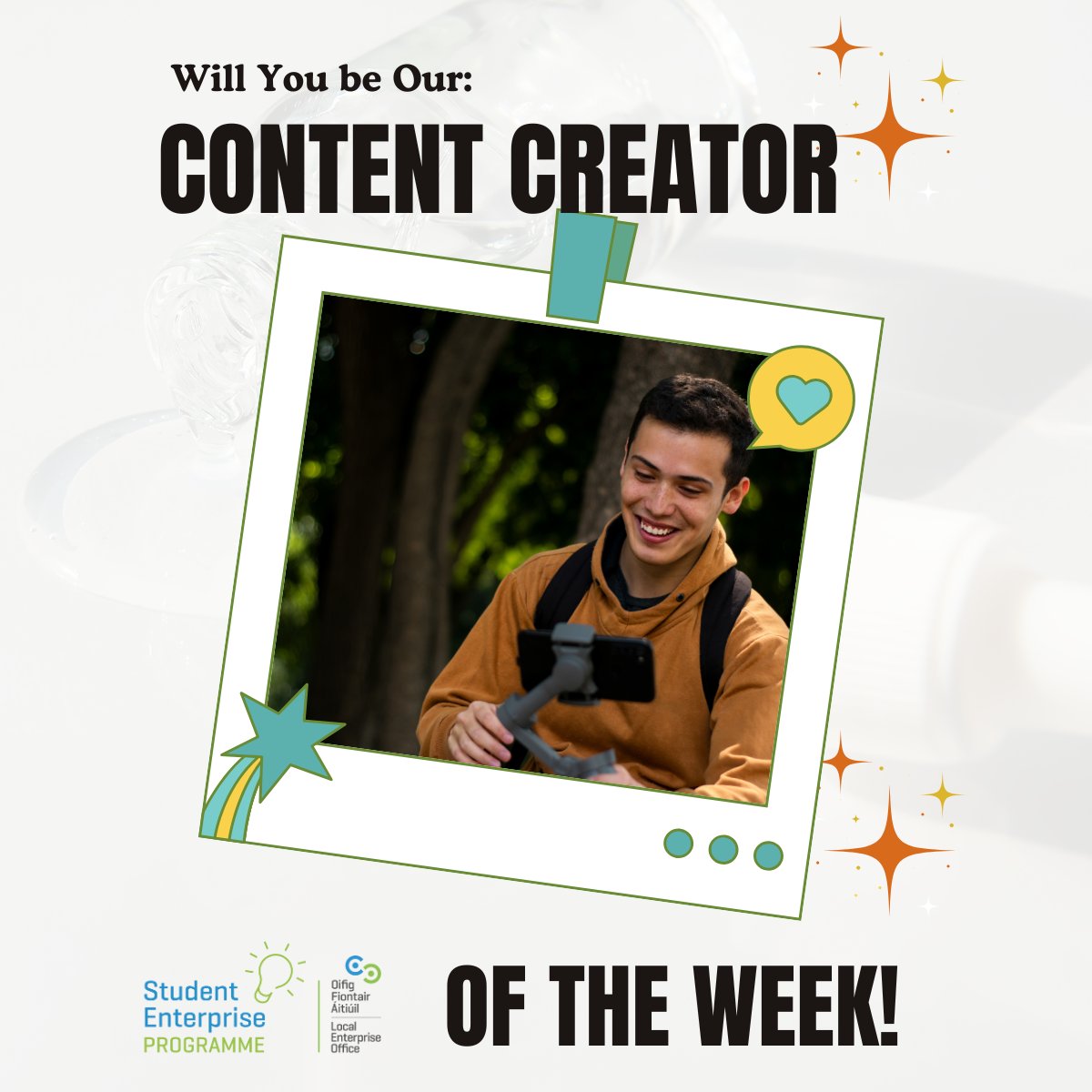 StudentEntProg's tweet photo. Each week we will be awarding one student enterprise as our Content Creator of the Week! 🏅
👉 Set up an account on Instagram for your business.
👉  Tag @studententerpriseprogramme on your post or reel
👉 Use the Hashtags #studententerprise #sepcontentcreator
#sep25 https://t.co/deLXSGrEkc