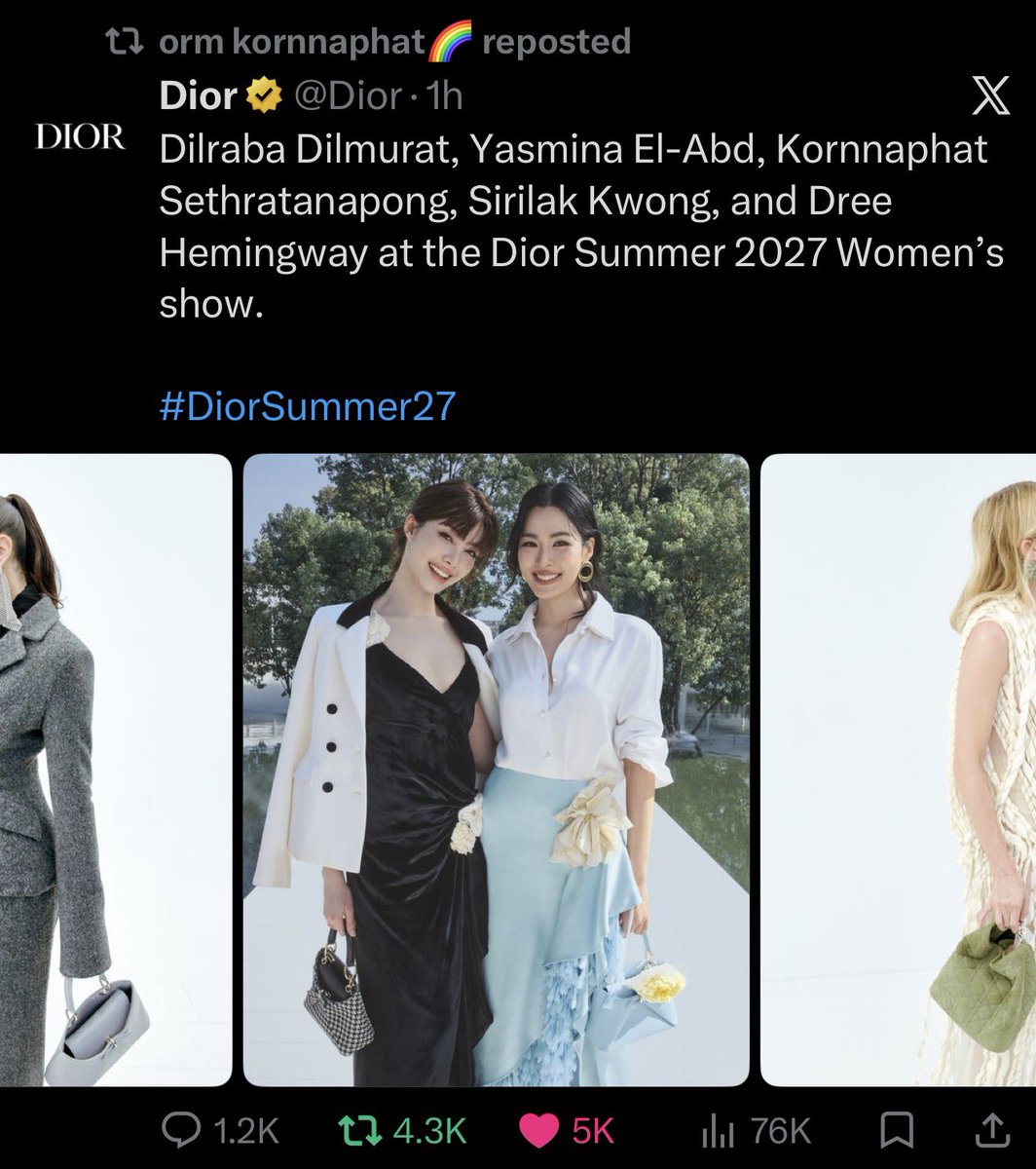 lonongnub_trend's tweet photo. สาดไปสมาชิกกกก ลุยๆๆๆ

#LingOrmDiorSummer27 #LinglingKwong #OrmKornnaphat  #LingOrm #Dior #DiorSummer27 #PFW https://t.co/I4nShJagwm