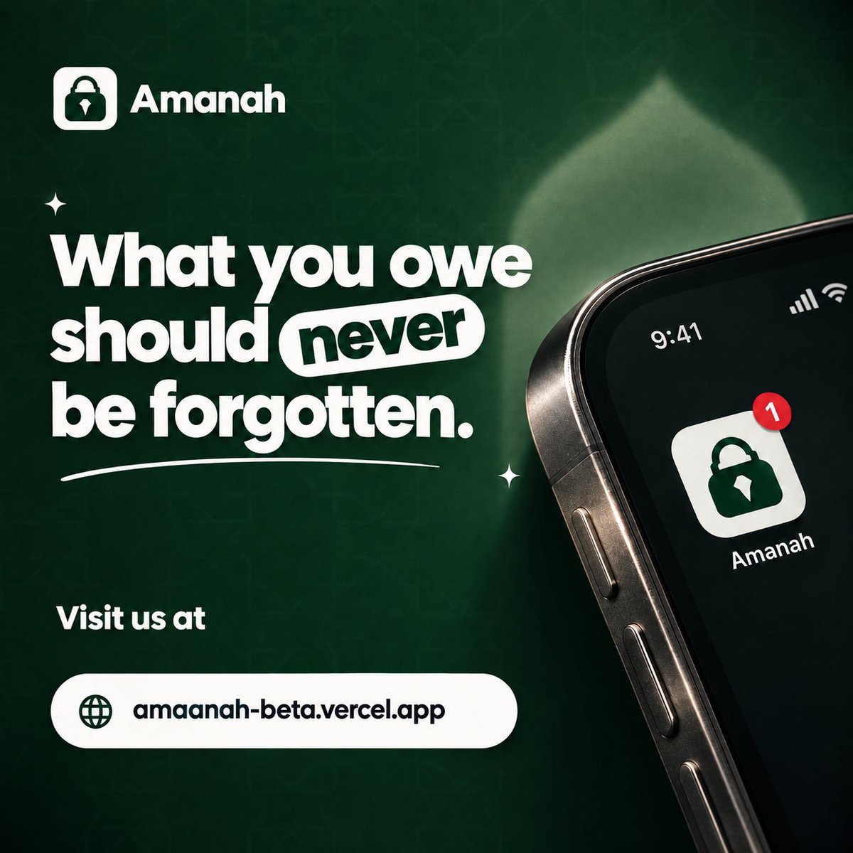 itsmutawakkil's tweet photo. Let's be real: asking friends or family for money you lent them is the worst feeling. 😩

I built Amaanah to kill that awkwardness. It's a simple private ledger to track debts, partial payments, and Ajo without the tension. Keep the money clear and the vibes high. https://t.co/QwH0LLfI9c