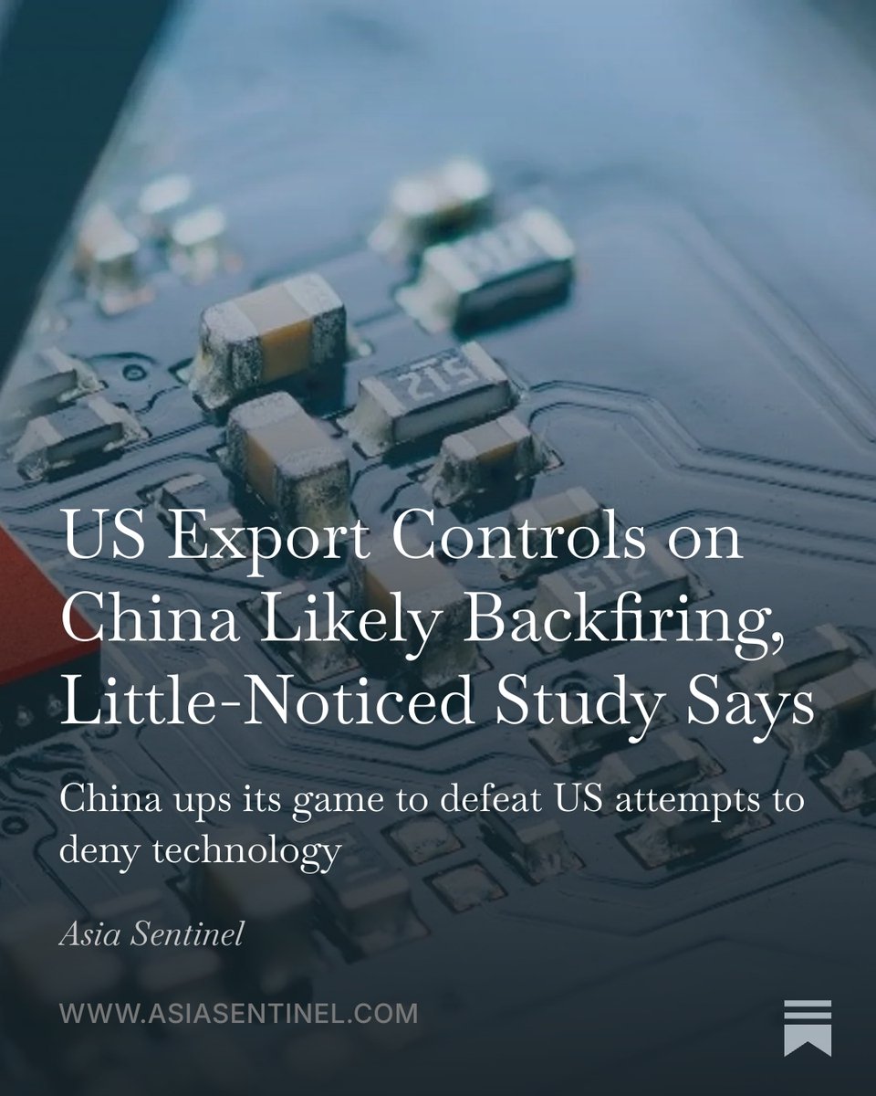asiasentinel's tweet photo. Recent US-China talks have eased some trade tensions, but restrictions on China’s access to advanced technology remain in place.
Here’s an earlier story examining their impact and whether they can slow China’s tech development.
https://t.co/5K1zVBBwnb #AsiaSentinelAt20 https://t.co/Hl10zjRumJ