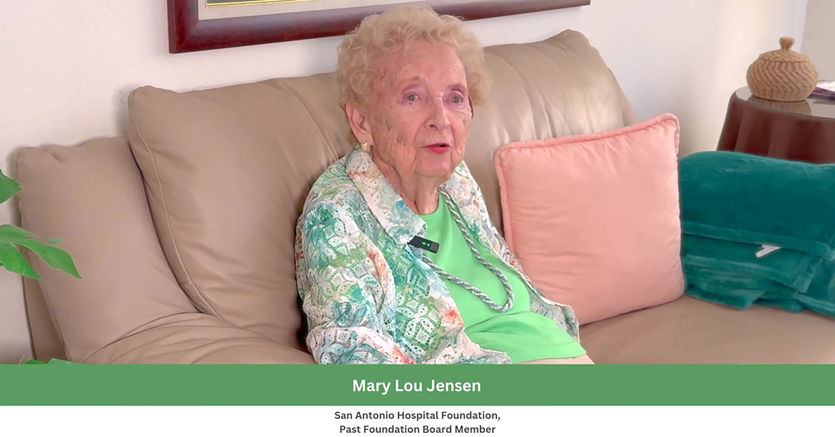 SanAntonioHosp's tweet photo. Meet Mary Lou Jensen. Born at San Antonio Hospital in 1926, she has supported SARH for a century. At 100, she is helping inspire our next chapter: a new maternity unit built for future generations. Hear Mary Lou’s remarkable story &amp; vision: 
#HereForLife https://t.co/NPQKXWVj5y