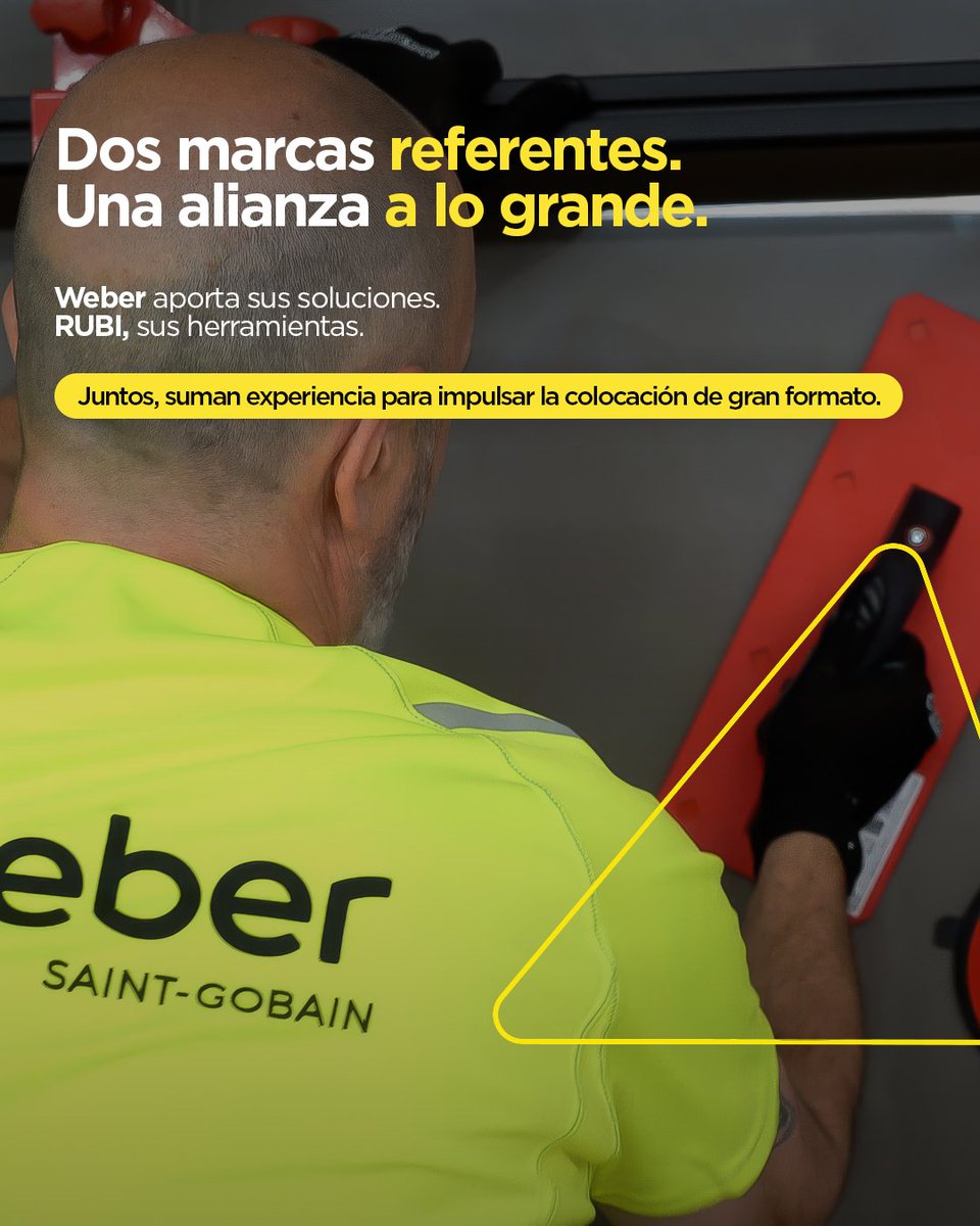 SGweberES's tweet photo. Soluciones Weber y herramientas RUBI se complementan para facilitar la colocación y responder a los nuevos retos del profesional.

💪Cuando el formato crece, la respuesta también tiene que estar a la altura. #HazloALoGrande https://t.co/bloWZtKiZr