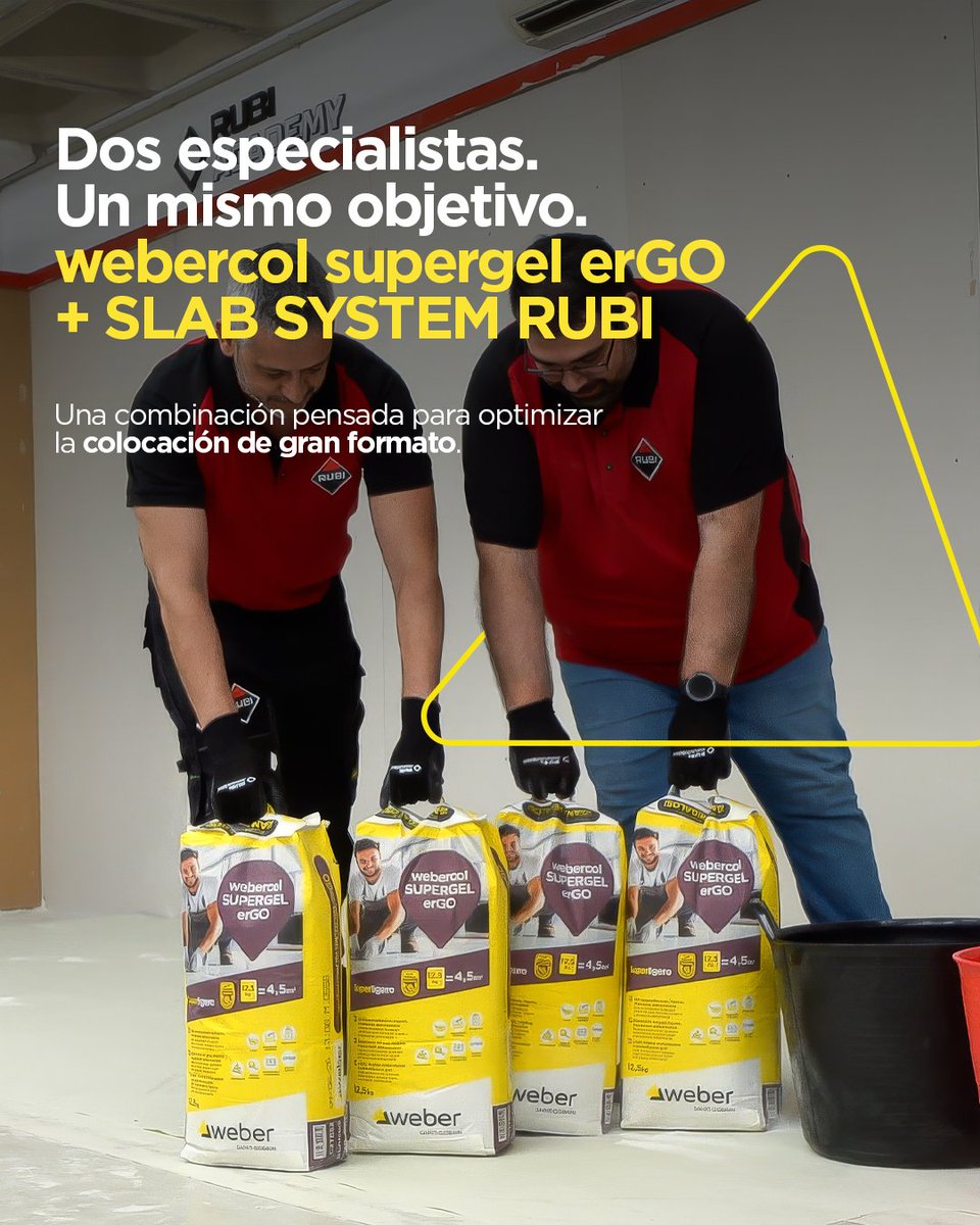SGweberES's tweet photo. Soluciones Weber y herramientas RUBI se complementan para facilitar la colocación y responder a los nuevos retos del profesional.

💪Cuando el formato crece, la respuesta también tiene que estar a la altura. #HazloALoGrande https://t.co/bloWZtKiZr