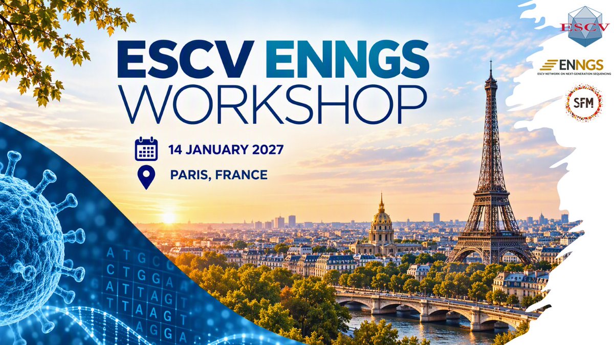 ESCVirology's tweet photo. 🧬 Save the date! ESCV & SFM join forces in Paris 🇫🇷
📅 14 Jan: ESCV ENNGS Workshop
🦠 15 Jan: SFM Viruses & Transplants Meeting
📍 Institut Imagine, Paris
Register now! https://t.co/cX3IWgsSOI
#ESCV #ENNGS #SFM #Virology https://t.co/V3eivxu5dQ