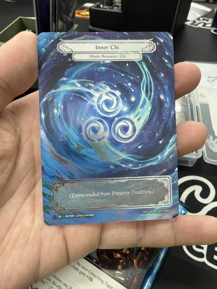 TCGcardcouple's tweet photo. Hehe itchy hand and wanted to open Levia cards but pulled this instead. The foiling on the inner chi side is so pretty! 

Huat Huat 2 packs thanks @CCGSmith 

#fabtcg https://t.co/QoG7mLPvMO