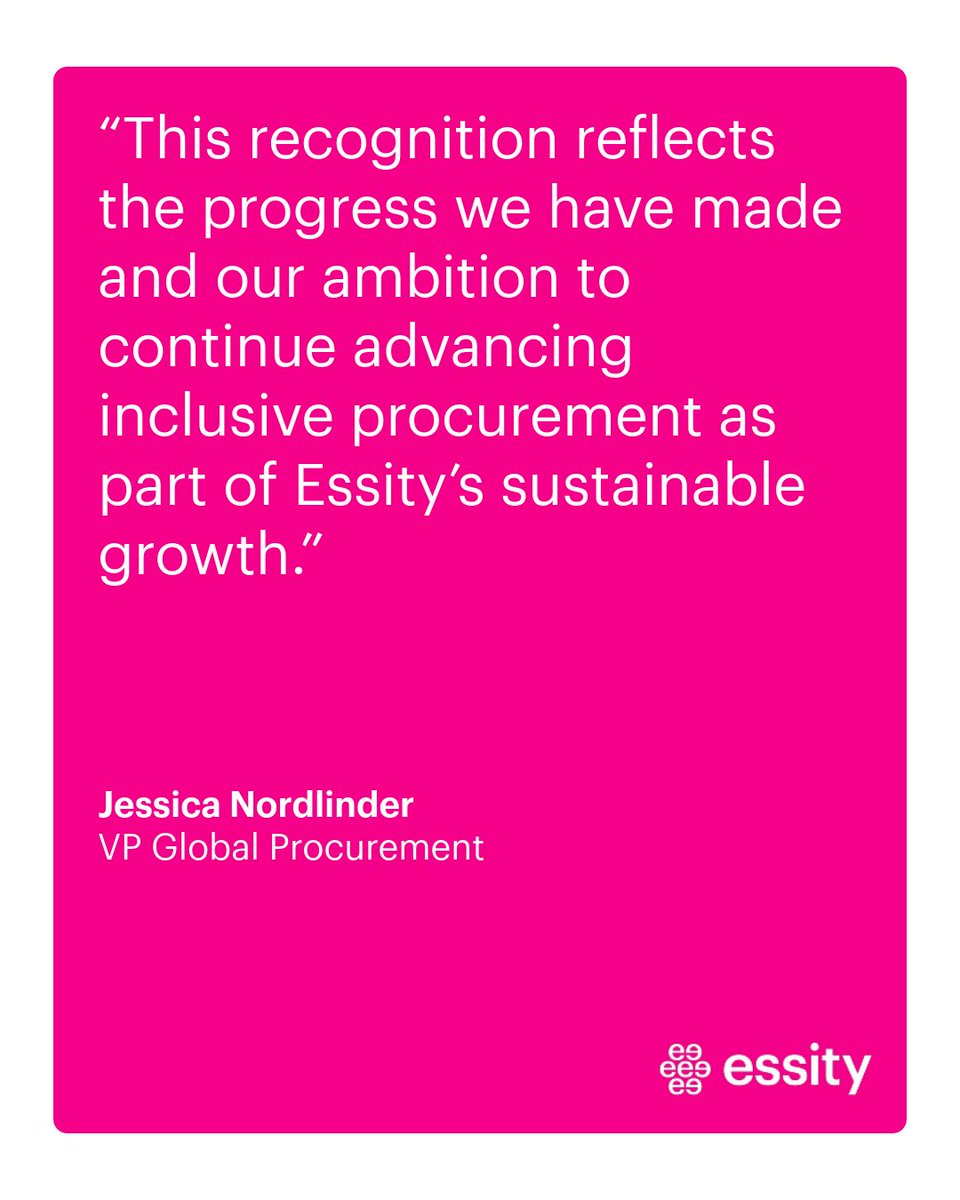 essity's tweet photo. Essity named a 2026 Impact Sourcing Top Global Champion by @WeConnectInfoT. 🌍 For the second year in a row, we’re one of just 24 companies globally recognized for advancing inclusive procurement.  Learn more: https://t.co/PugU88rf45 https://t.co/Qds68KEC8g