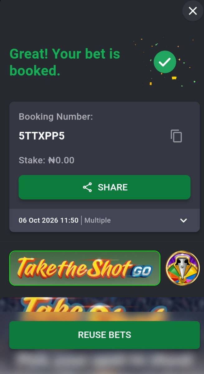 mykingdombet's tweet photo. Elite Picks 

5TTXPP5

Bet9ja https://t.co/26d64c7u6W
