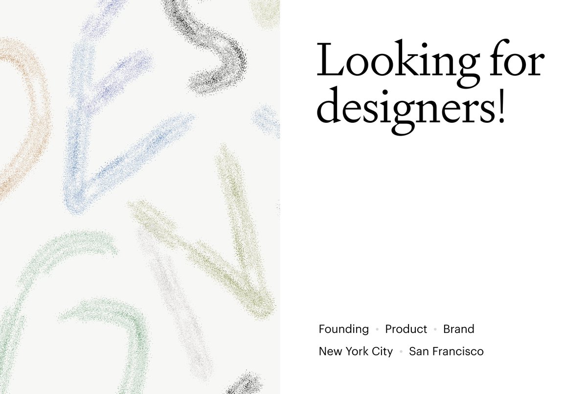tasedan's tweet photo. Looking for great designers! 
I'm going on another hiring spree for some startups in my network.

This time, I'm looking for designers based in NYC or SF, open to full-time roles. If that's you, my DMs are open.